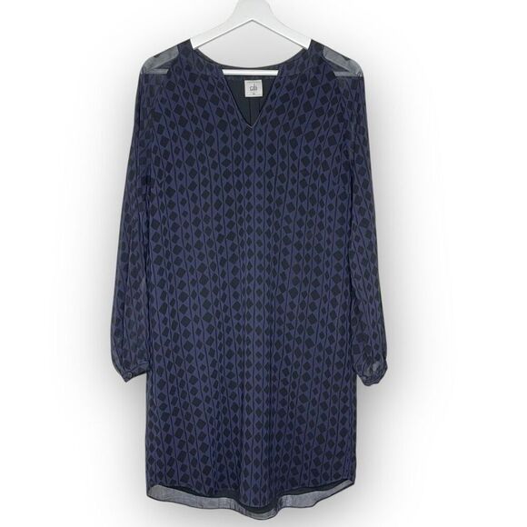 CAbi Style 3102 Harlequin Blue Black Diamond Shift Tunic Shirt Dress Size Small - Picture 2 of 10